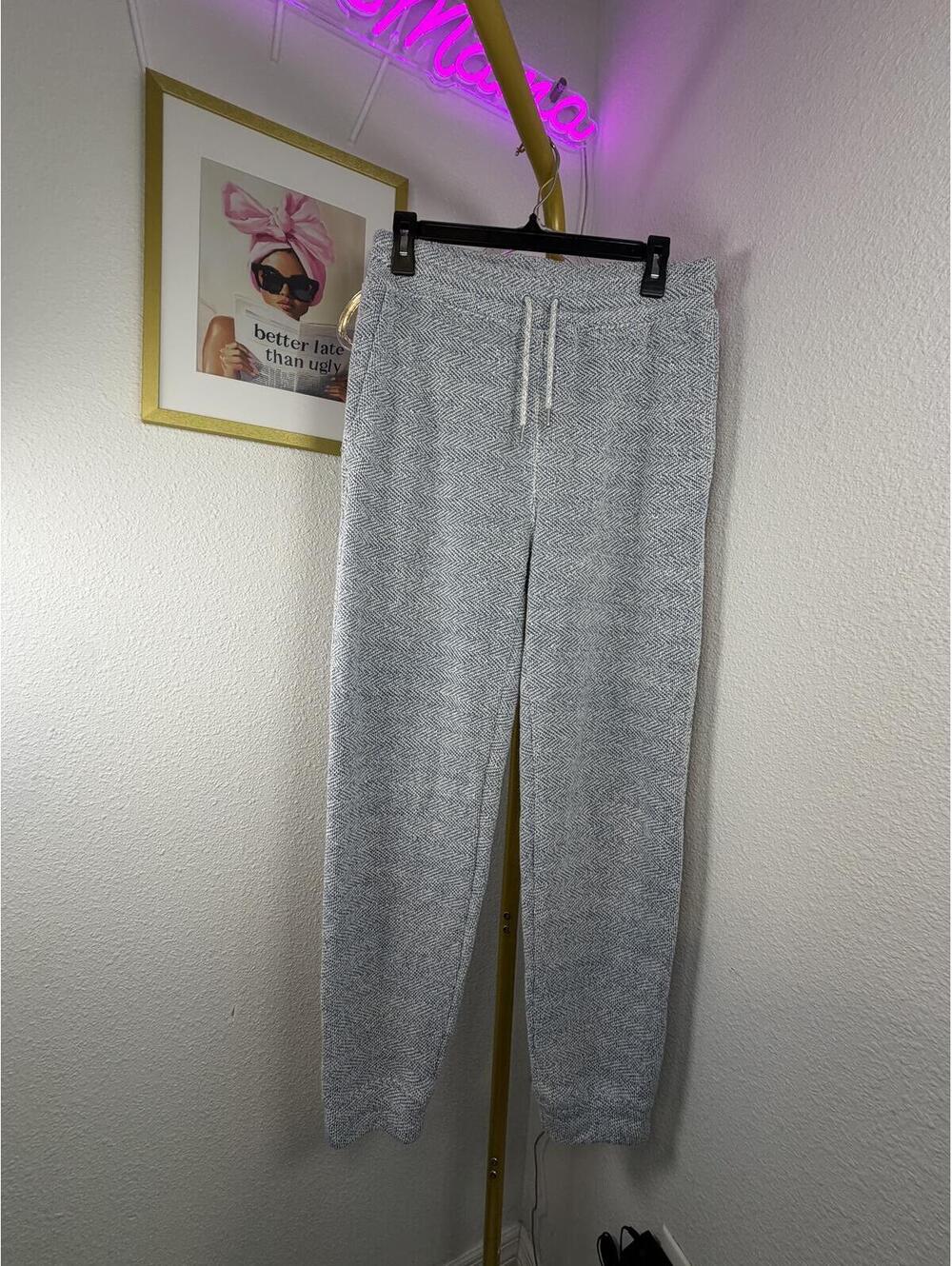 Faherty Men's Whitewater Sweatpant Grey Shell Loop Jogger Herringbone Size M EUC
